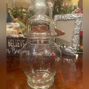Clear Glass Apothecary Jar with Lid 7” tall GREAT candy dish for grad party!!